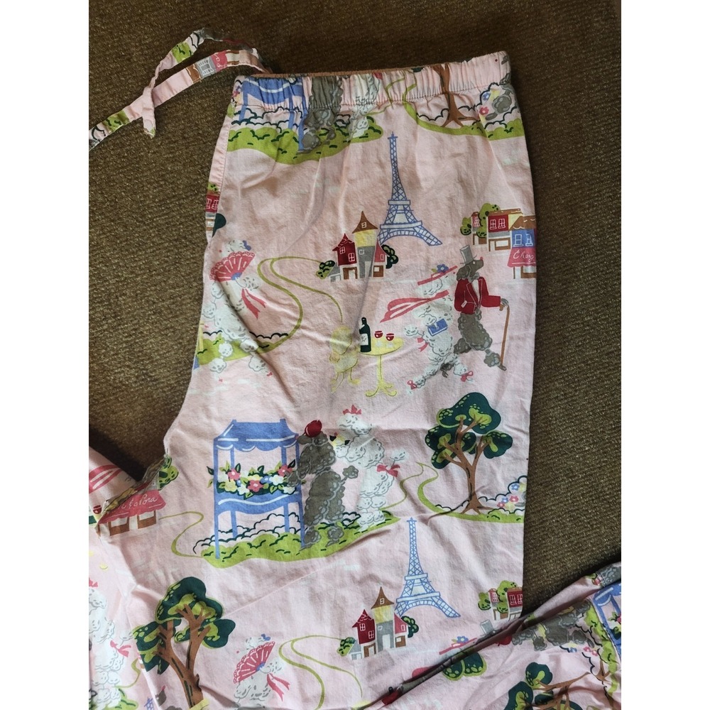 Nick & Nora Vtg Pink Poodles in Paris Pajama Set Women's Size S Small Pink - Picture 4 of 4